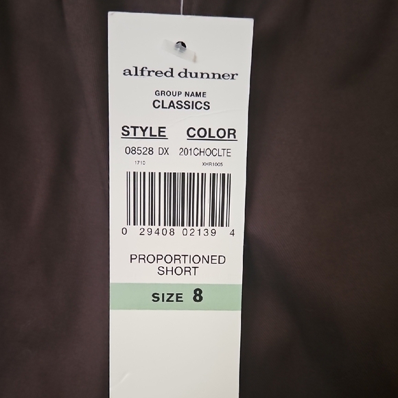 Alfred Dunner 8 Short Dark Brown Elastic Waist Pocketed Pants NWT - Picture 7 of 9